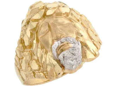 Pre-owned Amoravi 10k Or 14k Two Tone Gold Jesus Christian Religious Nugget Small Mens Ring
