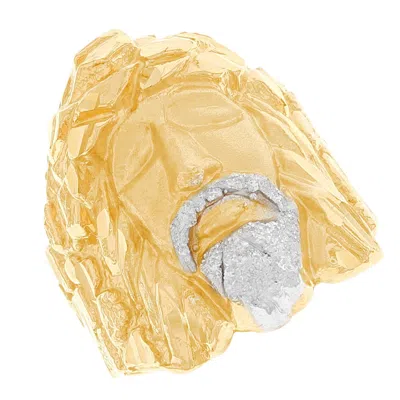 Pre-owned Amoravi 10k Or 14k Two Tone Solid Gold Jesus Christian Religious Nugget Mens Ring