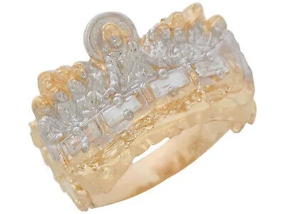 Pre-owned Amoravi 10k Or 14k Two-tone Gold Nugget Design Last Supper Mens Impressive Ring In White