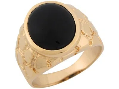 Pre-owned Amoravi 10k Or 14k Yellow Gold Onyx Nugget Inspired Band Mens Ring In Black