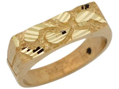Pre-owned Amoravi 10k Or 14k Yellow Gold Rectangular Diamond Cut Gold Nugget Style Unisex Ring