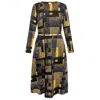 Amoresea Women's Black / Gold Kind Midi Winter Yellow Black Dress With Pockets In Black/gold