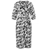 Amoresea Women's Black / White Poised Elegant Floral Wrap Dress In Black/white