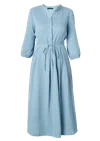 Amoresea Women's Angelic Midi Blue Cotton Dress With Adjustable Belt And Pockets In Blue