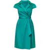 Amoresea Women's Blue Captivating Emerald Cotton Wrap Dress With Pockets In Blue