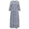 Amoresea Women's Blue Charismatic Cozy Floral Midi Kaftan Dress In Blue