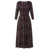 Amoresea Women's Brown Adventurous Midi Leopard Jersey Dress With Pockets In Brown