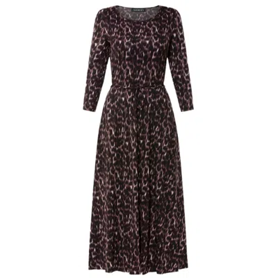 Amoresea Women's Brown Adventurous Midi Leopard Jersey Dress With Pockets