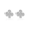 Amoresea Women's Devoted Spade White Gold Plated Sterling Silver Zircon Ear Studs