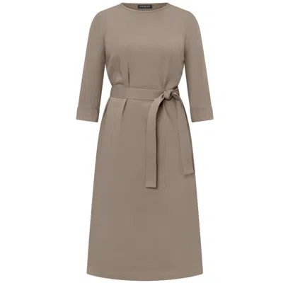 Amoresea Women's Effortless Grey Midi Dress With Pockets