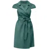 Amoresea Women's Ethereal Green Cotton Wrap Dress With Pockets In Green