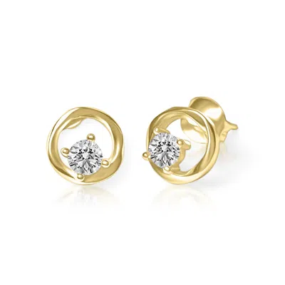 Amoresea Women's Gold Beautiful Sterling Silver Zircon Ear Studs