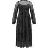 Amoresea Women's Magnetic Black Midi Cocktail Dress With Chic Polka Dot Mesh In Black