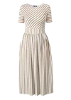 Amoresea Women's Neutrals / White Serenity Beige Stripe Jersey Midi Dress With Pockets In White