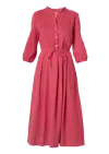 Amoresea Women's Gorgeous Midi Red Cotton Dress With Adjustable Belt And Pockets In Red