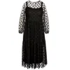 Amoresea Women's Splendid Black Midi Cocktail Dress With Chic Polka Dot Mesh In Black