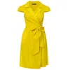 Amoresea Women's Yellow / Orange Brilliant Yellow Cotton Wrap Dress With Pockets In Yellow/orange