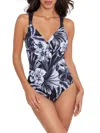 AMORESSA BY MIRACLESUIT WOMEN'S BLUE PANTHER HORIZON FLORAL ONE-PIECE SWIMSUIT