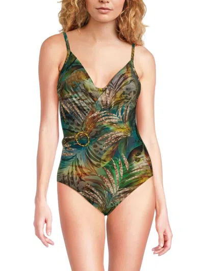 Amoressa By Miraclesuit Women's Cameroon One Piece Swimsuit In Green Multi