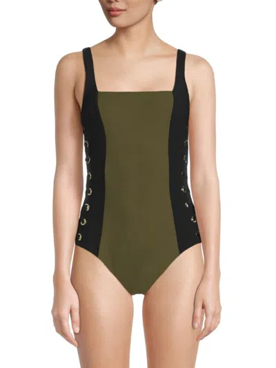 Amoressa By Miraclesuit Women's Copernicus Moonraker One-piece Swimsuit In Olive