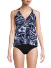 AMORESSA BY MIRACLESUIT WOMEN'S FLORAL HALTERNECK TANKINI TOP