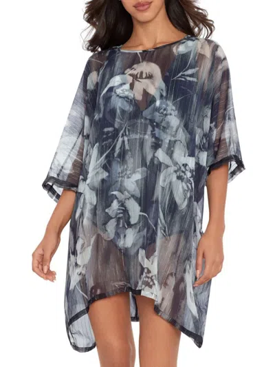 Amoressa By Miraclesuit Women's Ophelia Elsa Floral Silk-georgette Tunic In Blue