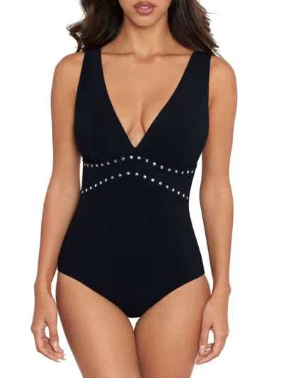 Amoressa By Miraclesuit Women's Ophelia Lupita Grommet One Piece Swimsuit In Black