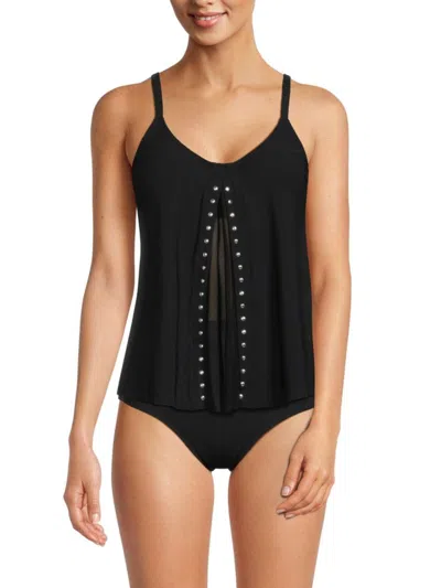 Amoressa By Miraclesuit Women's Ophelia Orion Studded Tankini Top In Black