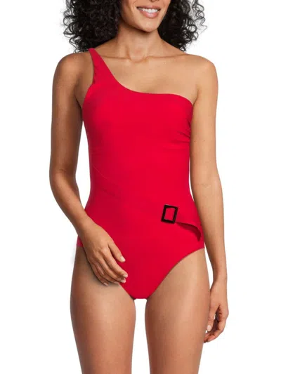 Amoressa By Miraclesuit Women's Triomphe One Shoulder One Piece Swimsuit In Pimento