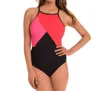Amoressa High Neck One Piece Swimsuit In Amo Solitaire In Multi