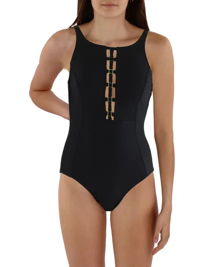 Amoressa Womens Embelished Cut-out One-piece Swimsuit In Black