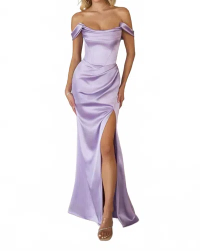 Amoris Jezebel Satin Maxi Dress In Lavender In Purple