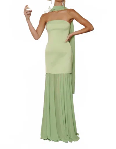 Amoris Save The Date Chiffon Maxi Dress In Sage In Green