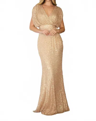 Amoris Sofia Sequin Maxi Dress In Gold
