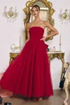 Amoris T712 Long Formal Evening A Line Prom Dress In Red