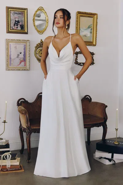 Amoris T714w  Long Bridal A Line Wedding Dress In White