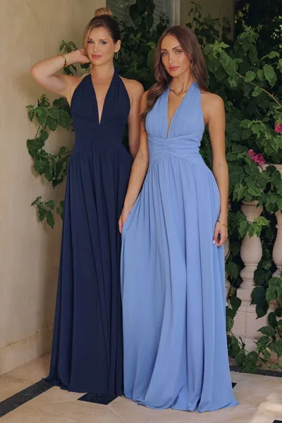 Amoris T715 A Line Long Formal Evening Prom Dress In Blue