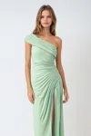 Amoris T802 Knee Length Fitted Formal Cocktail Dress In Green