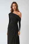 Amoris T803 Knee Length Long Sleeve Formal Dress In Black