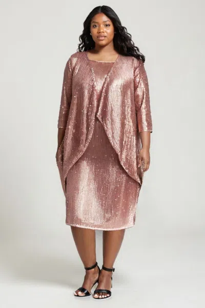 Amoris T9001p Mother Of The Bride Cocktail Midi Jacket Dress In Gold