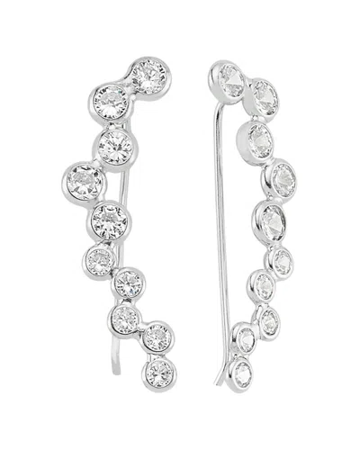 Amorium 18k Over Silver Cz Bubble Ear Cuffs In Metallic