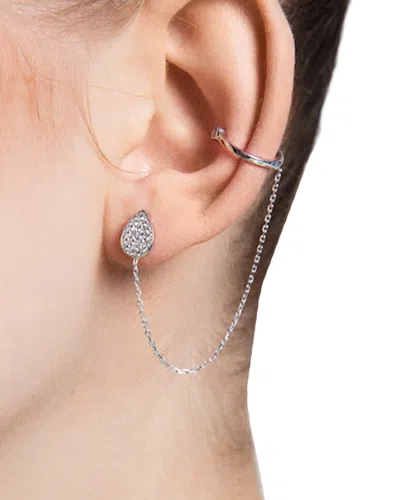 Amorium 18k Over Silver Cz Earring In Metallic