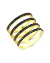 Amorium 18k Plated Cz Four Lines Ring