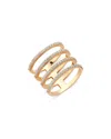 Amorium 18k Rose Gold Vermeil Cubic Zirconia Four Lines Ring