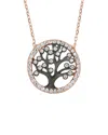 Amorium 18k Rose Gold Vermeil Cz Tree Of Life Necklace