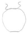 Amorium Rhodium Plated Cz Braided Choker Necklace