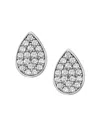 Amorium Rhodium Plated Silver Cz Teardrop Studs
