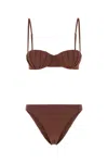 Amotea Brown Stretch Nylon Serena Bikini In Brown