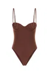 Amotea Brown Stretch Nylon Serena Swimsuit In Brown