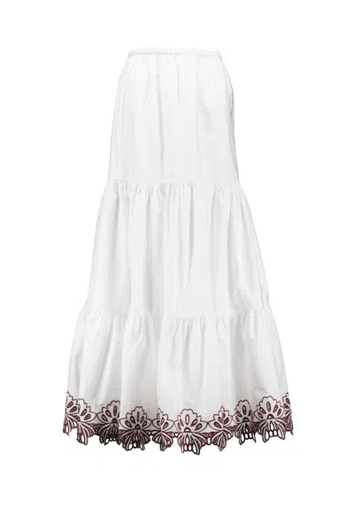 AMOTEA CHARLOTTE IN WHITE COTTON WITH CUT-OUT FLOWERS